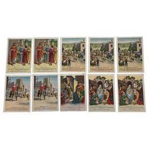 10 Antique 1905 Christian Bible Lesson Picture Cards David C Cook Duplicates